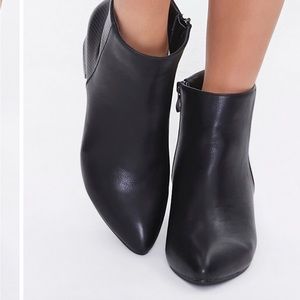 Faux Leather Block Heel Booties